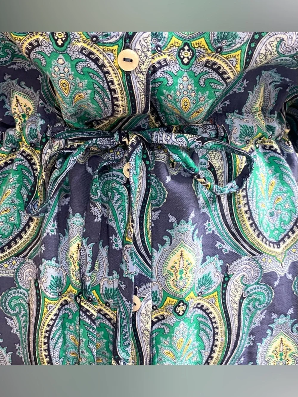 Tommy Hilfiger Womens XL Blue Paisley LongSleeve Utility Button-Front Mini Dress - Picture 3 of 14